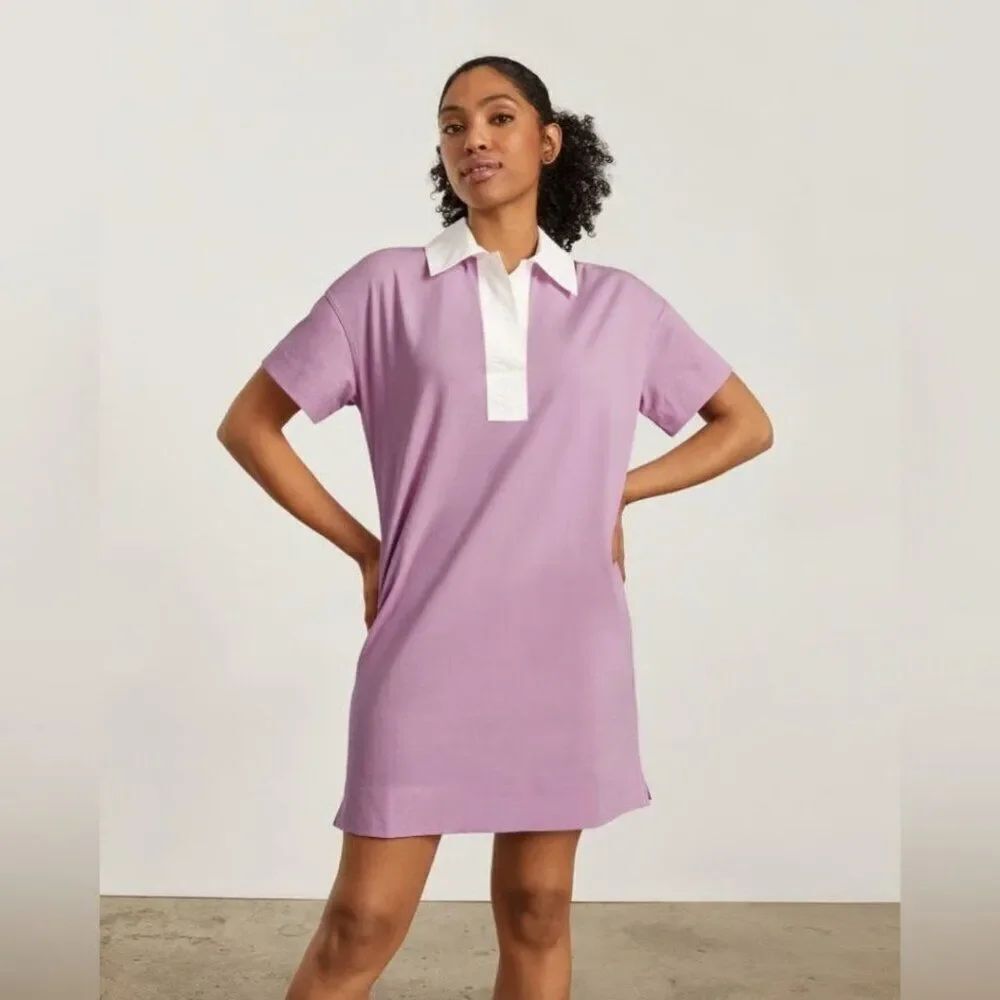 Everlane Womens Mini Polo Dress M Medium Mauve Organic Cotton Short Sleeve NWT